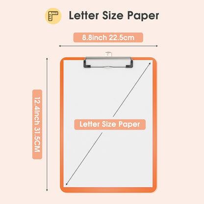 Plastic Clipboards 2 Pack, A4 Black Clip Board 8.5x11 for Classroom, Students, Kid, Woman, Size 9" x 12.5" with Low Profile Clip, Office & School Supply