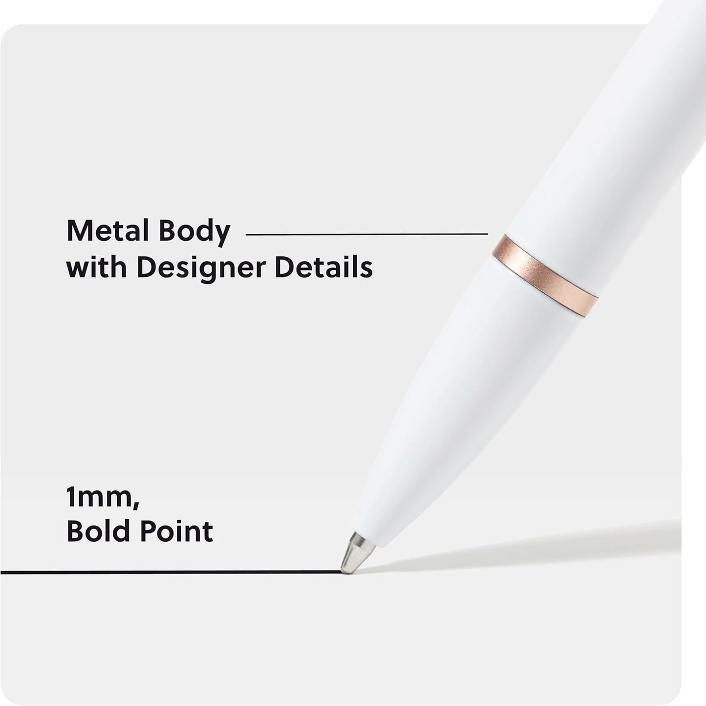 U Brands Midnight Monterey Ballpoint Pens, 4 Count, Black Soft Touch, Painted Black Details, Bold (1.0 mm) Point, Black Ink