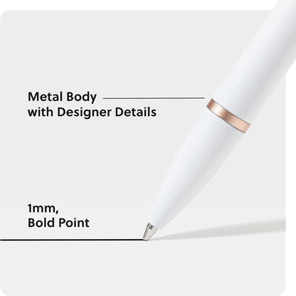 U Brands Midnight Monterey Ballpoint Pens, 4 Count, Black Soft Touch, Painted Black Details, Bold (1.0 mm) Point, Black Ink