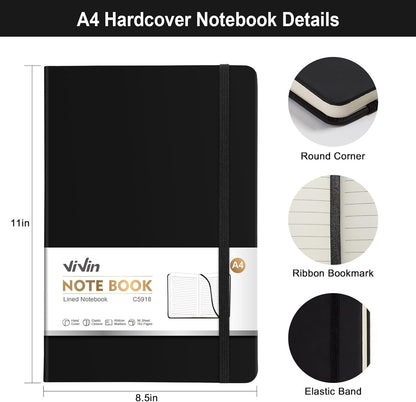 Vivin B5 College Ruled Notebook for Work,6.9"x9.8" Leather Hardcover Journal,192 Pages Professional Lined Notebook for Office & Business