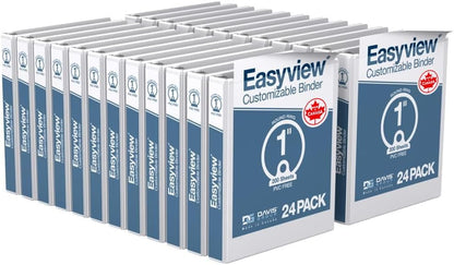 Easyview Premium 3-Ring Binders with Clear-View Covers and Round Rings, Binders for School or Office, 1 Inch, Pack of 6, Navy Blue
