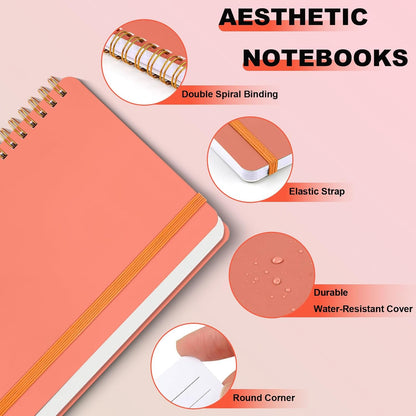4 PCS Small Spiral Notebook 5x7, Spiral Journal Notebook, Notebooks for Work, Note Taking, School, Small Notebooks 5x7 with Strap, Cute Notebooks for Women 50 Sheets