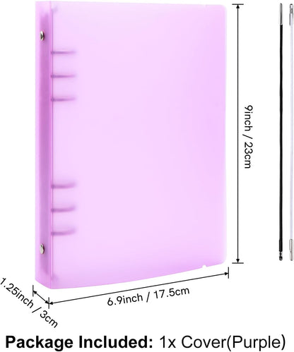 A4 4-Holes Round Ring View Binders Plastic Cover, Refillable Notebook Journal Binder File Folder, Loose Leaf Sheet Protector/DIY Scrapbooking/Binder Cover Protector (Purple)