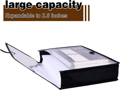 Eco-Friendly Plastic File Folders, Expanding Poly File Wallet, Transparent Expandable Envelope Organizer Document Folder with Elastic Band and Button Closure, with Small Two Pockets, 5 Colors
