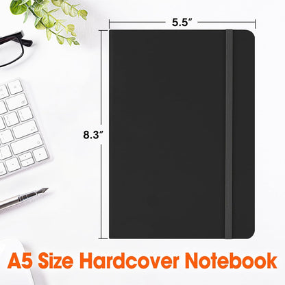 12 Pack Lined Journal Notebook for Work, 200 Pages, Medium 5.5 in x 8.3 in, A5 College Ruled, Hardcover Journaling Notebooks for Writing, Note Taking, Fit for Business Work School Home (Black)