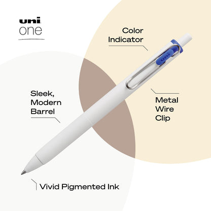 Uni-Ball One Black Retractable Gel Pens 4 Pack with Medium Points, Uni-Ball Click Pens are Fraud Proof and the Best Office, School, and Bible Pens