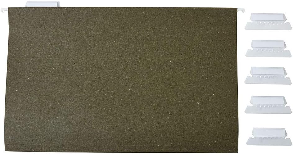 Staples Hanging File Folders, Legal Size, 5‑Tab, Standard Green – 25/Box