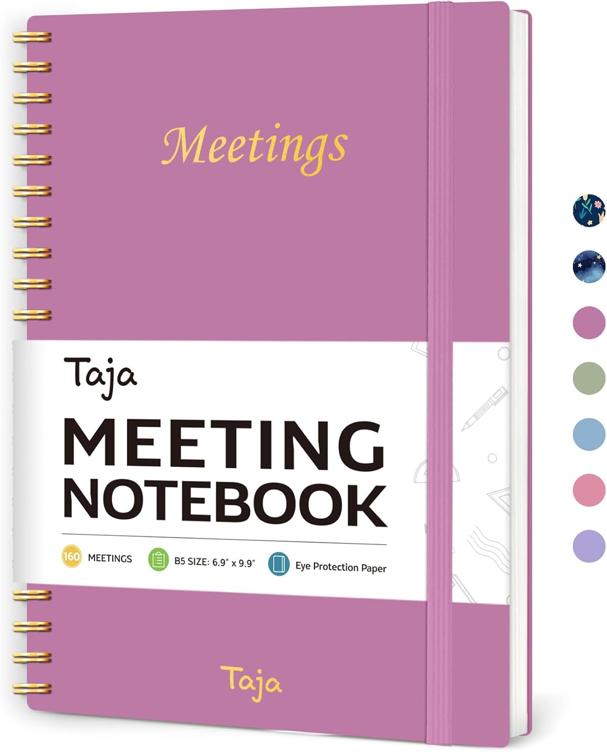 Taja Meeting Notebook for Work Organization - Work Planner Notebook with Action Items, Agenda Planner for Note Taking, 160 Pages (6.9" X 9.9") Project Organizer for Men & Women - Blue