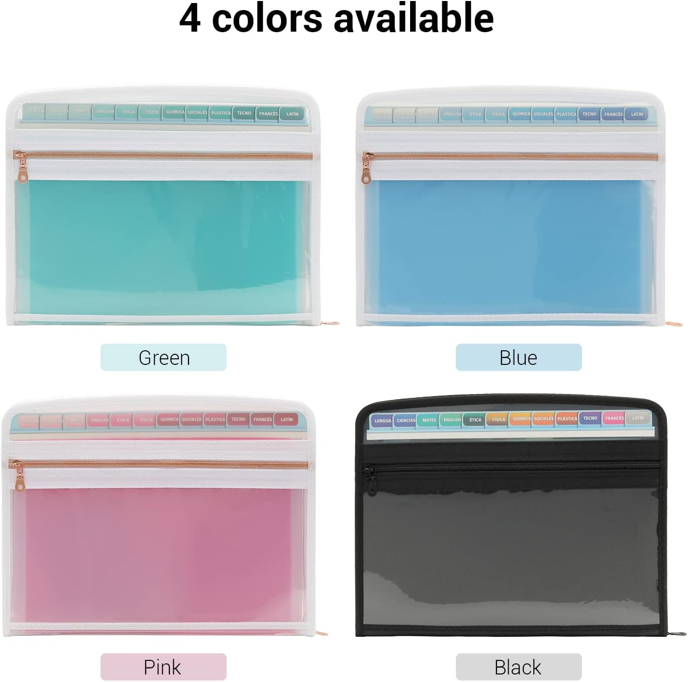 Mukawa 13 Pocket Zippered Expanding File Folder, Accordion File Organizer for Documents Letter Size A4 Papers (Pink)