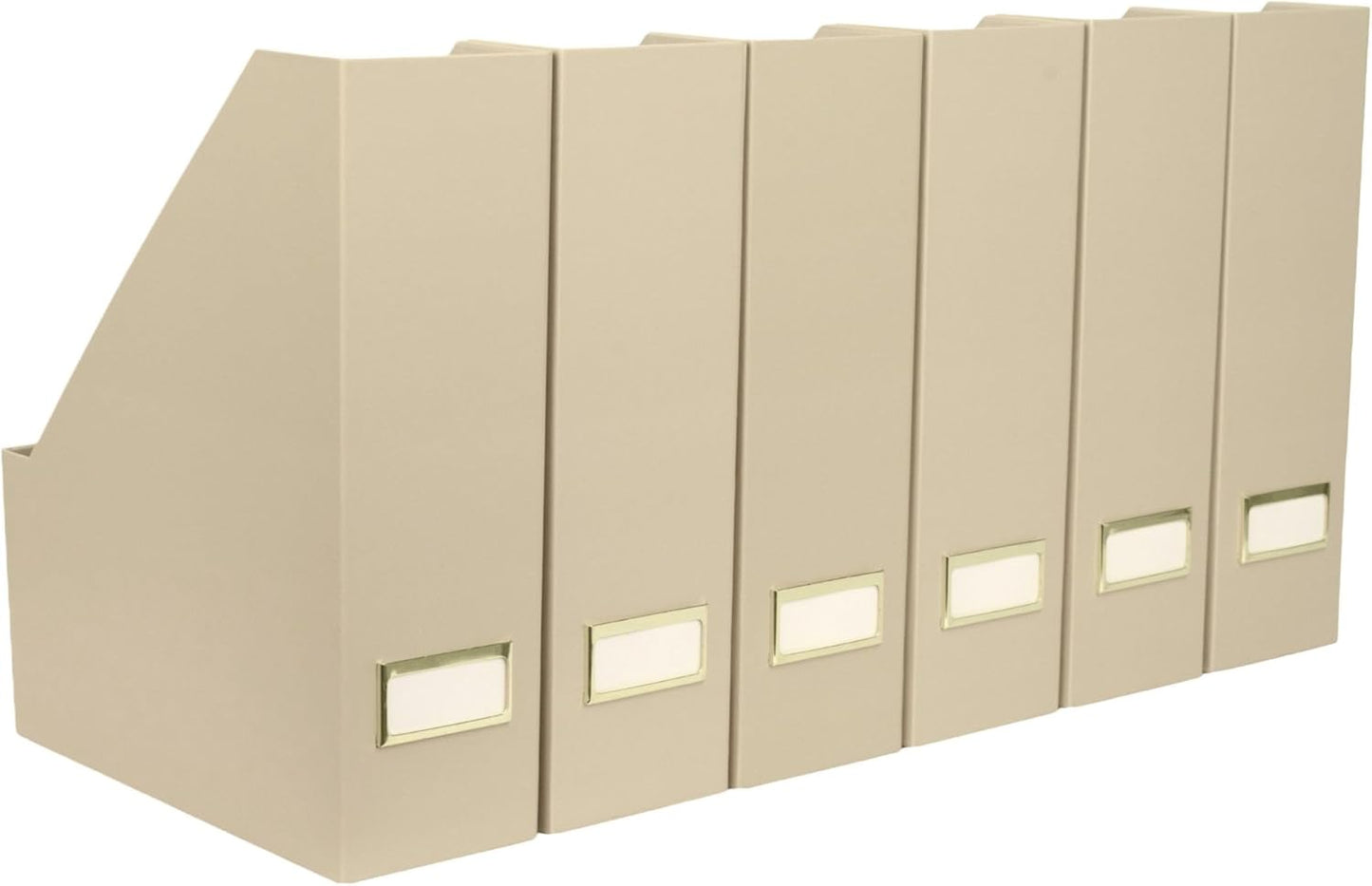 BLU MONACO Foldable Black Magazine File Holder | Set of 6 Cardboard Desk Organizer Boxes | Vertical Magazine File Holder | Standing File Holder | Office Classroom or Home