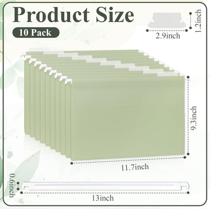 Letter Size Green Hanging File Folders Hanging Document Folder Plastic Transparent Hanging File Folder for File Cabinets Document Filing (20, Sage Green)