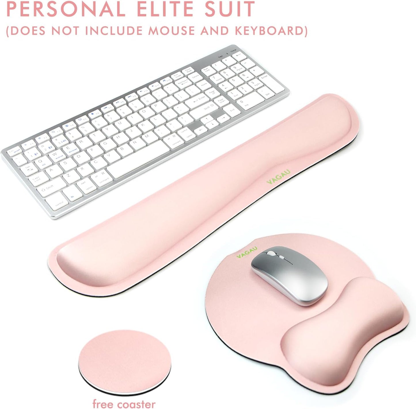 VAGAU Premium Keyboard Wrist Rest and Mouse Pad Wrist Support, Ergonomic Memory Foam Set for Office, Laptop, Mac, Computer and Gaming, Comfortable Typing &Wrist Pain Relief (2 Pack)