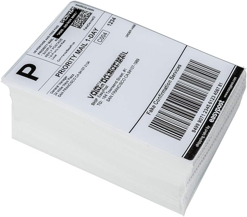 9527 Product Fanfold 4 x 6 Direct Thermal Labels White Perforated Shipping Labels, 500pcs per Stack,1 Stack