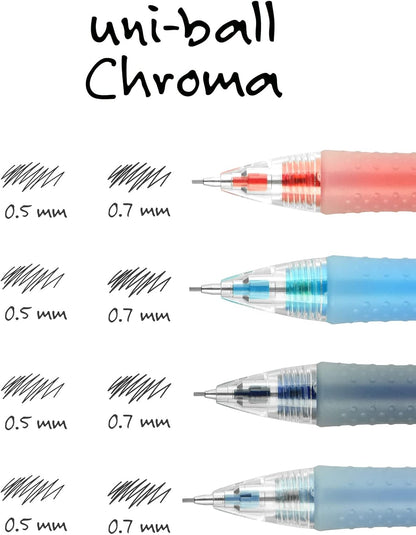uniball Chroma Mechanical Pencil Starter Kit, 0.7mm, HB #2, Assorted Barrels, 4 Pack