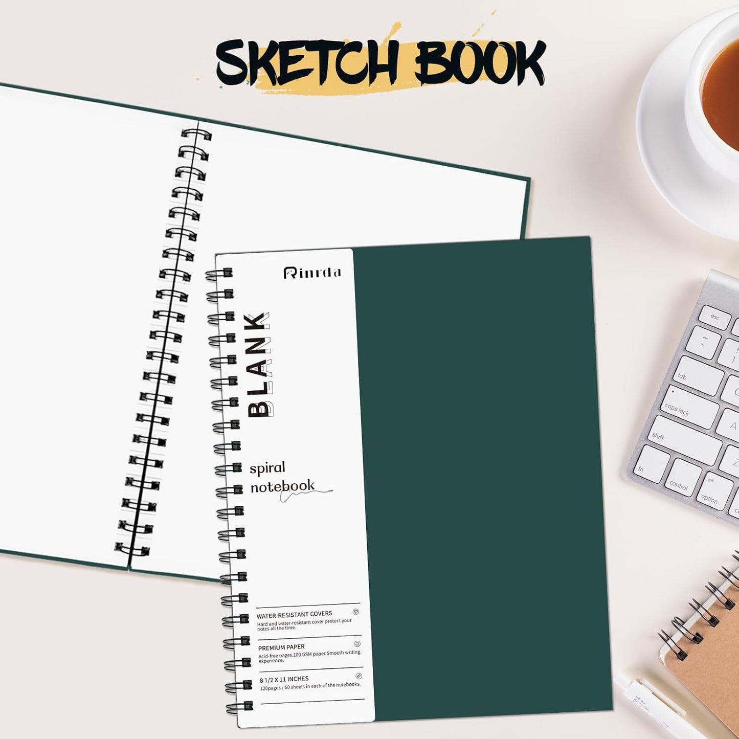 Lined Notebook Spiral Notebook 8.5" x 11"-4 Pack Large Journal Hardcover Notebook 7mm College Ruled Notebook 120 Pages 100 GSM Thick Hardcover Journal for School (LINED, Mult-color)