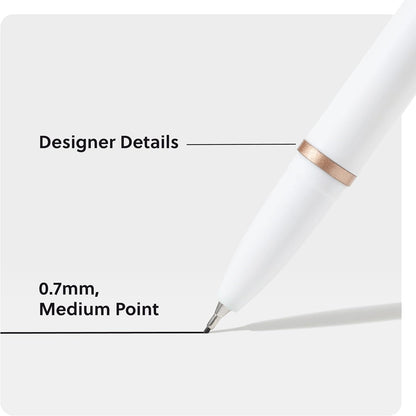 U Brands Catalina Felt Tip Pens, Set of 12, Stripes and Dots with Gold Details, Medium (0.7 mm) Point, Black Ink
