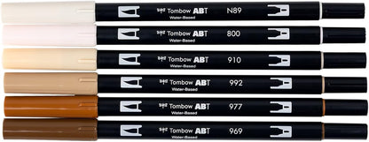 Tombow 56241 Dual Brush Pen Art Markers, Coffee Break, 6-Pack, Water-Based Ink, for Hand Lettering, Watercolor, Fine Art