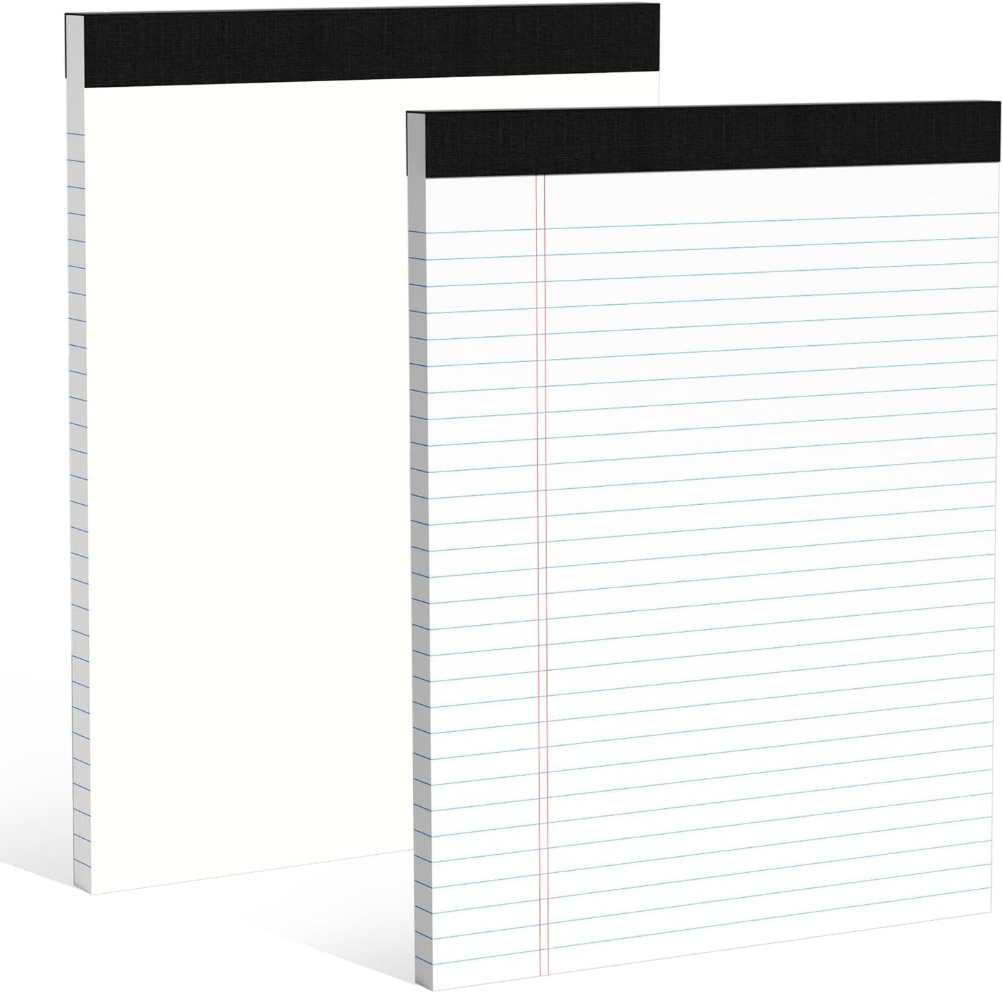 Legal Pads 8.5 x 11, White Note Pads, Wide Ruled Paper - 2 Pack (100 Sheets Total), Thick 80gsm Premium Writing Pads with Perforated Pages & Sturdy Backing Board for Office, School, Home