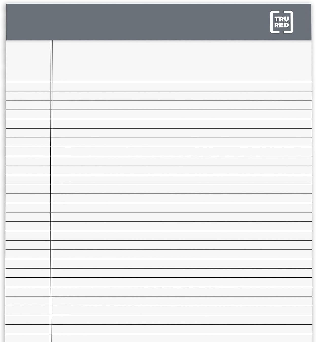 TRU RED Notepads, 5” x 8”, Narrow Ruled, Canary, 50 Sheets/Pad, 6‑Pack