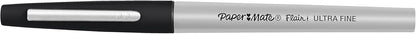 Paper Mate Flair Felt Tip Pens, Ultra Fine Point (0.4mm), Black Ink, 12 Count - Office Supplies, No Bleed, For Precise and Expressive Writing