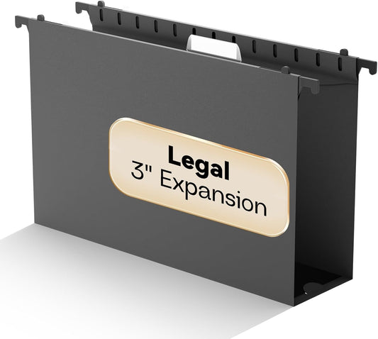 Plastic Hanging File Folders Legal Size,Heavy Duty 3" Expanding Filing Cabniet Folder with Tabs,12 Pack Extra Capacity Hang Folder for File Frame/File Box,Colored Sturdy Hanging File Organizer