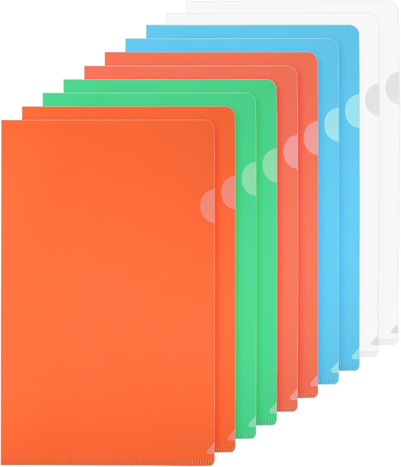 PATIKIL L Type Folders 50 Pack A4 Plastic File Project Pockets Clear Paper Document Jacket Sleeves for Office, Orange