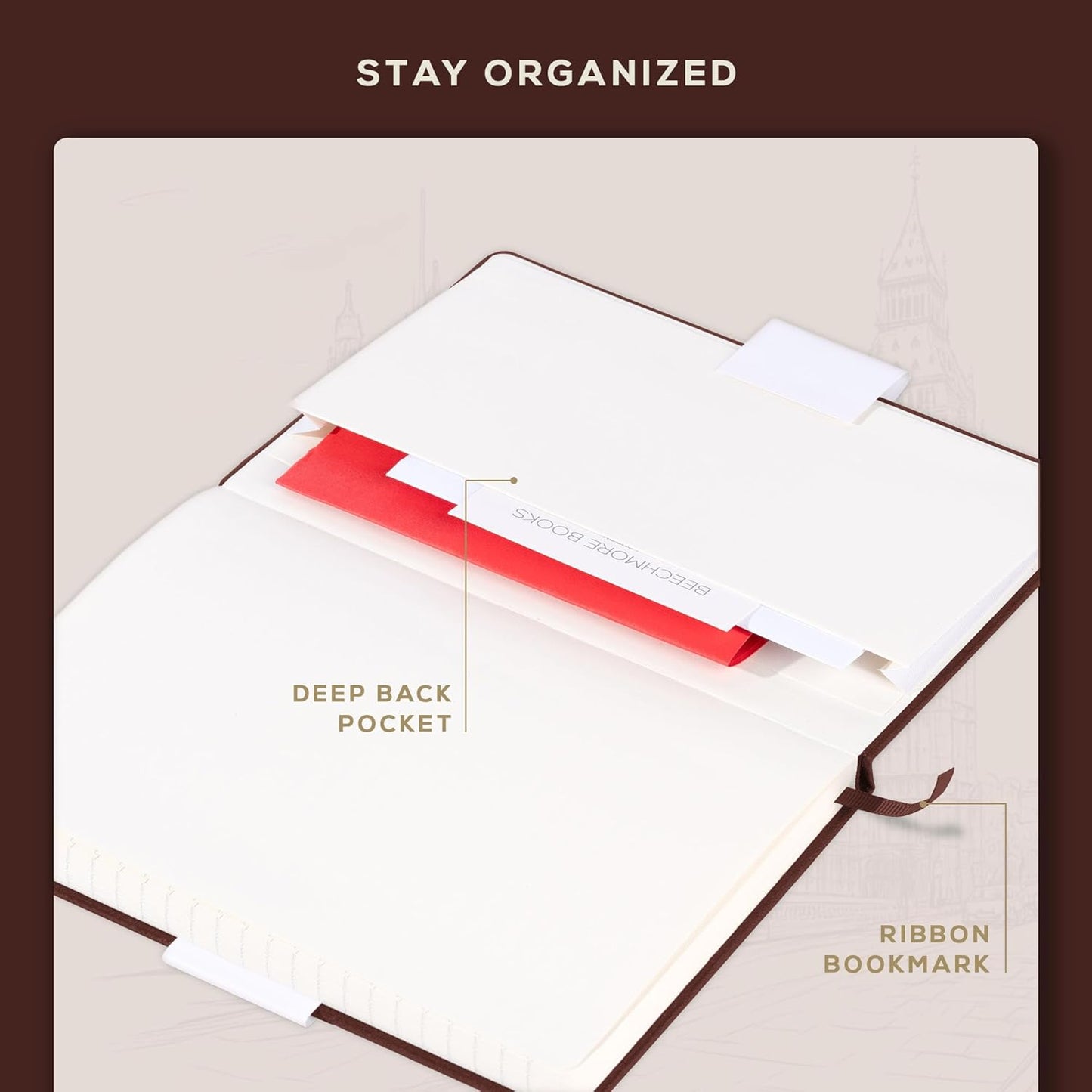 BEECHMORE BOOKS Large Lined Journal Notebook, 8.5" x 11.5" (A4) Hardcover Vegan Leather Executive Diary for Work, Thick 120gsm Paper, Lay-Flat Binding, Gift Box