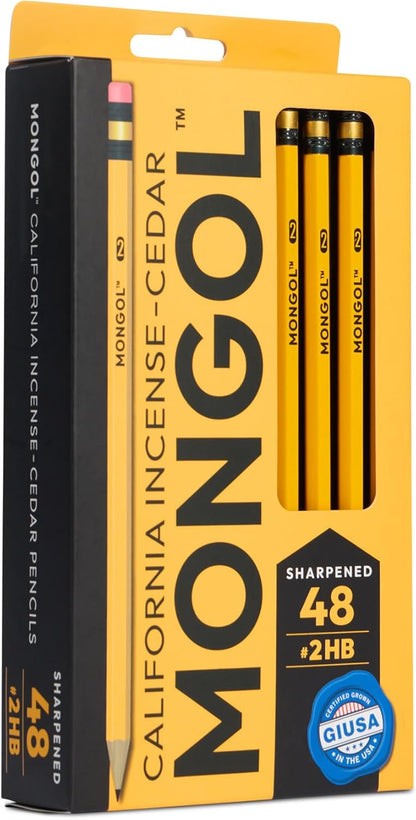 Mongol Classic Incense Cedar #2 Pencil - 12-Pack – Pre-sharpened, European Graphite Core, US Grown Cedar, Smudge Free Eraser – Nontoxic PMA Certified