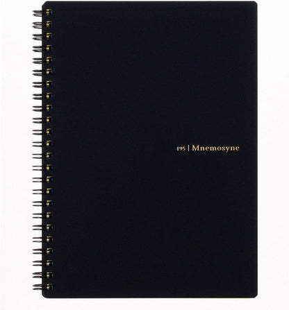 Maruman Mnemosyne Lined Notebook- A4, 11.69" x 9.25", 70 Sheets / 140 Pages, 7mm College Ruled Journal, Perforated Pages & Wire-Bound to Lay Flat, Black, Made in Japan
