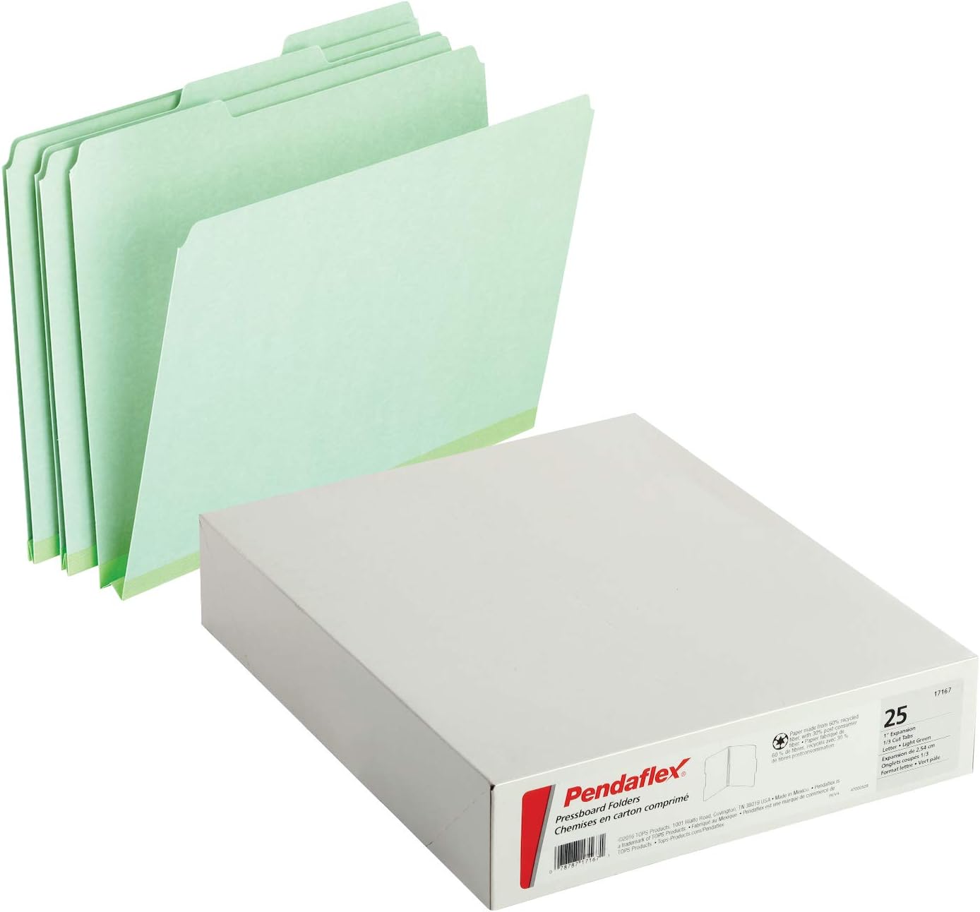 Pendaflex 1" Expansion Pressboard File Folders with 1/3 Cut Tab, Letter, Blue, 25/Box (9200T 1/3)