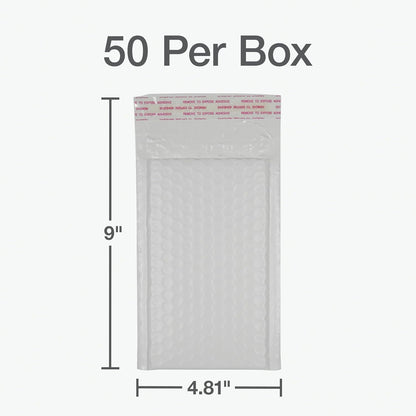 Quality Park Bubble Mailers, 6 x 9 Inch, White Poly Mailers, Padded Envelopes, Shipping Envelopes, Water Resistant, Self Seal, 50 Per Box (QUA85856), Plastic