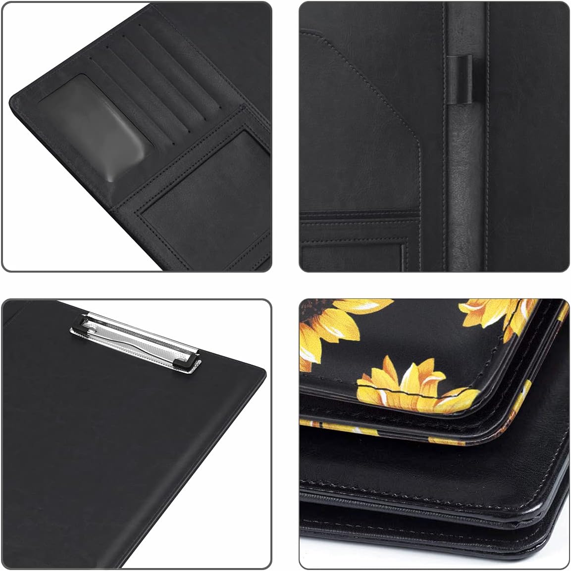 WAVEYU Resume Portfolio Folder, Padfolio Clipboard, Writing Portfolio Leather Clipboard with Cover for Legal Pad Holder Letter Size A4 for Business Conference Notepad Clip Boards, Purple
