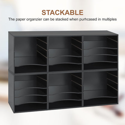 EMERIT 4-Tier Adjustable Paper Organizer, Large Capacity Desktop Organzier for Textbooks/Magazines/Office Files, Wooden Dividers, 7 lbs per Shelf, White