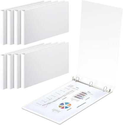 8 Pcs 3 Ring Binders Rings Heavy Duty View D Ring Binders Economy Holds 11" x 17" Paper for Artwork Blueprints, Office, Home, Work Places(White,3 Inch)