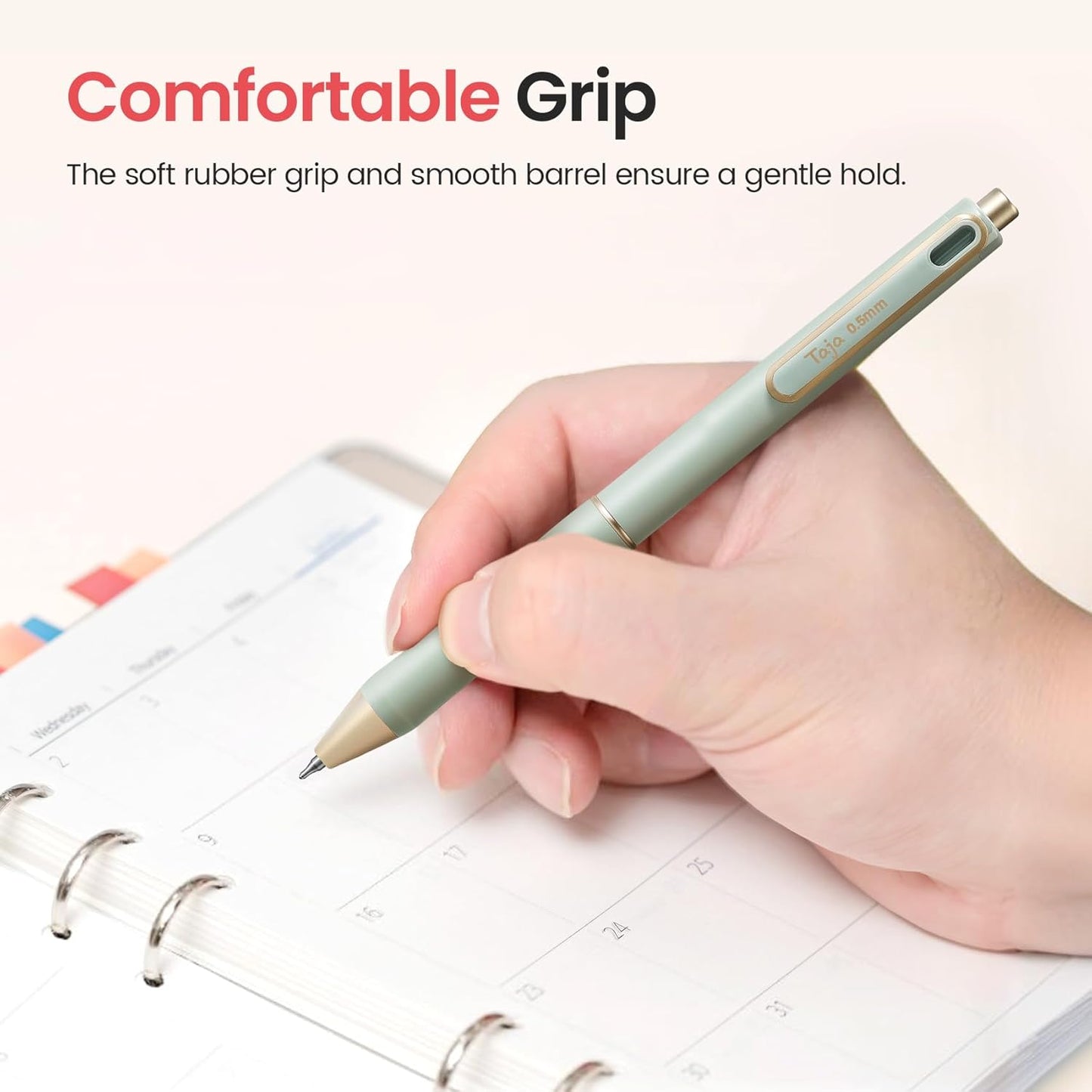 Taja Gel Pens, 6 Pcs Quick Dry Black Gel Ink Pens, 0.5mm Fine Point Smooth Writing Pens for Journaling and Note Taking, Cute Aesthetic Pens for Women & Men-Pastel
