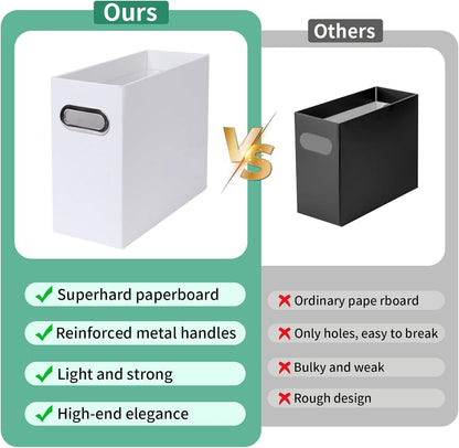 Collapsible File Organizer Box with Handle, Filing Organizer for Home or Office, Small Portable File Box(1 Pack, White)