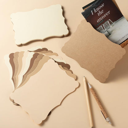 50 Pack Blank Kraft Cards Cardstock Thick Paper Brown Greeting Cards for DIY Gift Card Menus, Baby Shower and Wedding Invitations (Multicolored, 5x7IN)
