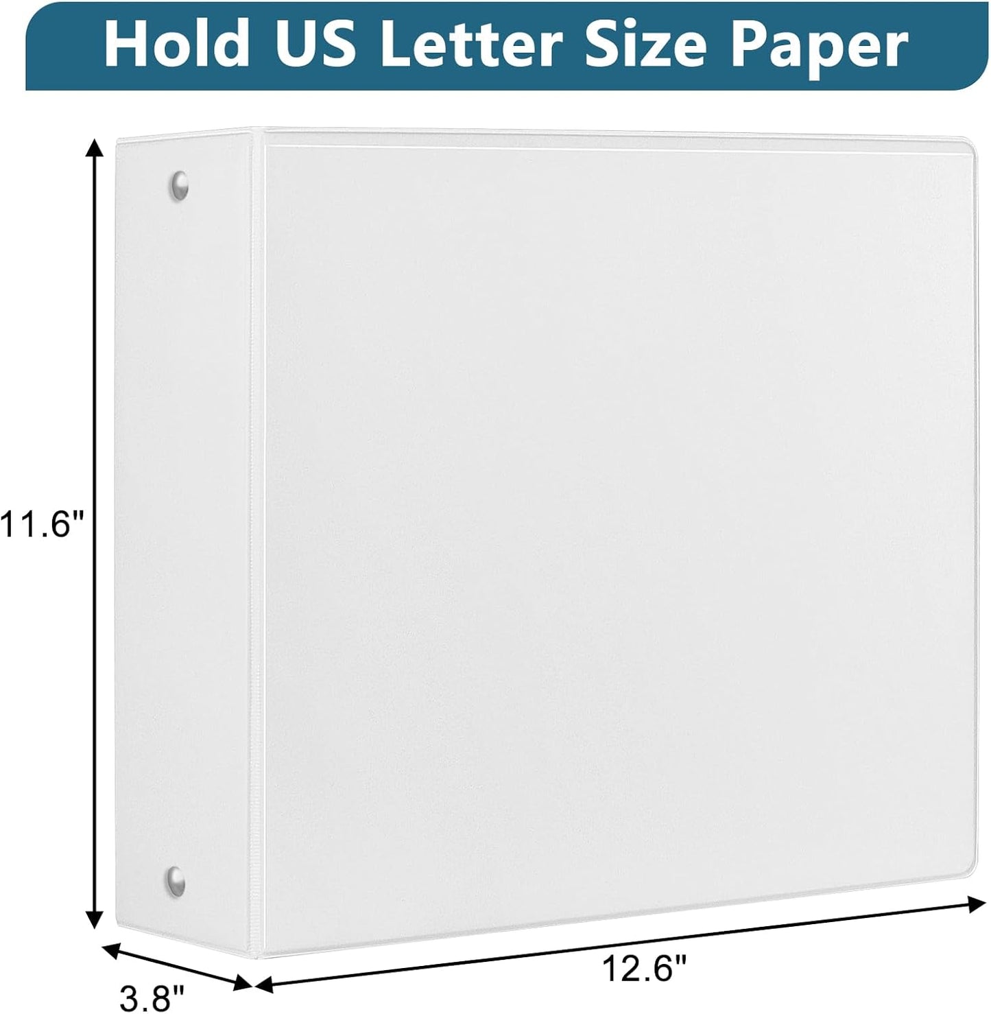 CIXILDTS 0.5-inch Round Ring Binder, Durable 1/2" 3 Ring Binder Fit Letter Size Paper, Presentation View Binders, White,12-Pack