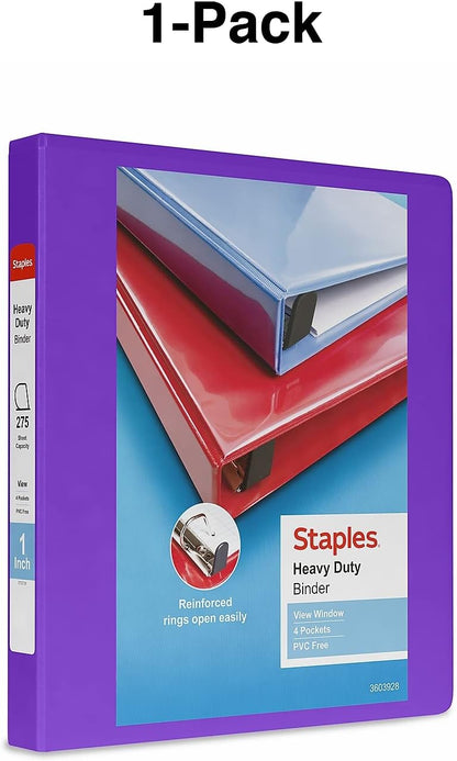 Staples Heavy-Duty 2-Inch D-Ring View Binder, Reinforced Spine, Holds Up to 450 Sheets, Gray, for Office & School