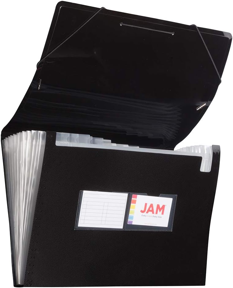 JAM Paper Accordion Folders - 13 Pocket Plastic Expanding File - Legal Size - 10 x 15 - Red - Sold Individually