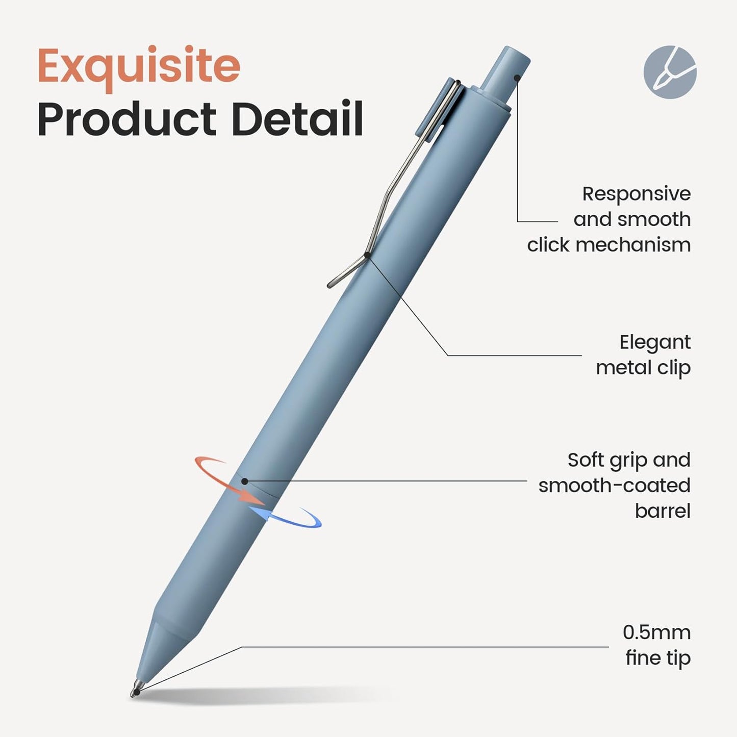 Taja Gel Pens, 6 Pcs Quick Dry Black Gel Ink Pens, 0.5mm Fine Point Smooth Writing Pens for Journaling and Note Taking, Cute Aesthetic Pens for Women & Men-Pastel
