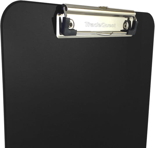 Trade Quest Plastic Clipboard Opaque Color Letter Size Low Profile Clip (Pack of 12) (Black)