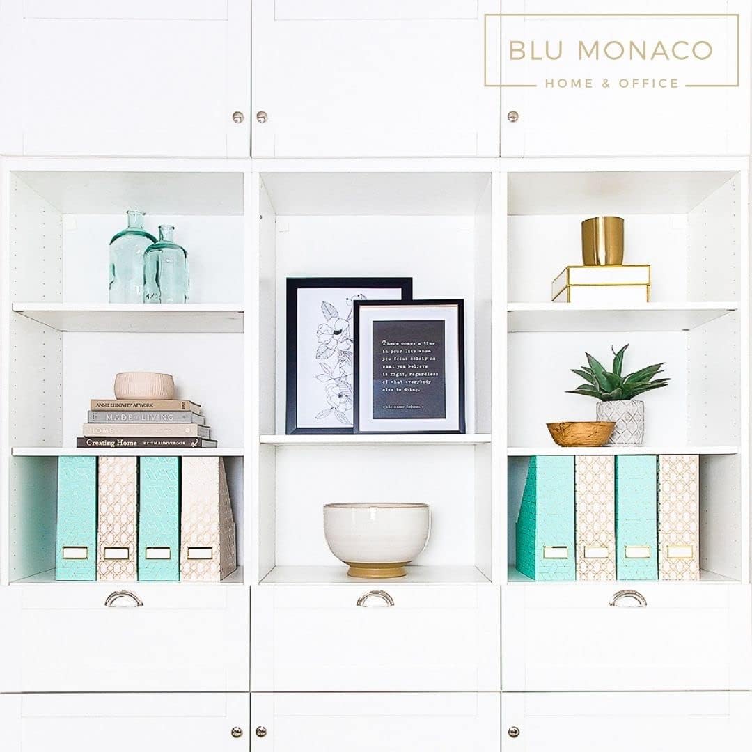 BLU MONACO | Cardboard Magazine File Holder Set of 4 | Vertical Magazine File Holder for Desk and Shelves | Standing File Holder for Classroom School Paper Storage