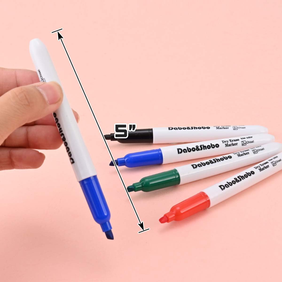 Dabo&Shobo Dry Erase Markers 24 Pack, Low Odor Black Whiteboard Markers, Chisel Tip, Perfect for Writing on Whiteboard Mirrors Glass In School, Office&Home…