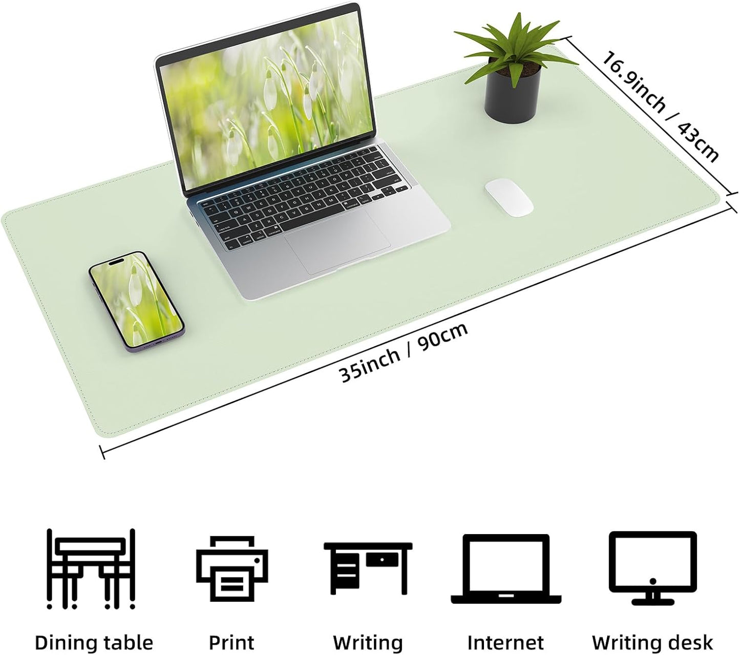 Large Desk Mat 47.2" x 17" Leather Desk Pad Protector with Natural Cork & PU Leather, Non-Slip Office Desk Mat, Large Mouse Pad, Waterproof Desk Blotter pad for Office&Home(Black)
