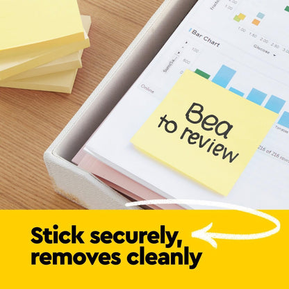 Post-it Pop-up Notes, 6 Lined Sticky Note Pads, 3 x 3 in., School Supplies, Office Products, Accordion Sticky Notes Work with Pop-Up Note Dispenser, Canary Yellow
