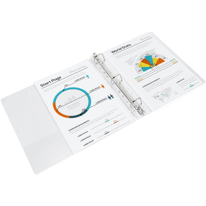 Amazon Basics 3 Ring Binders, 3 Inch D-Ring Organizer for School, Home Office, Paper Storage, White, 2 Pack