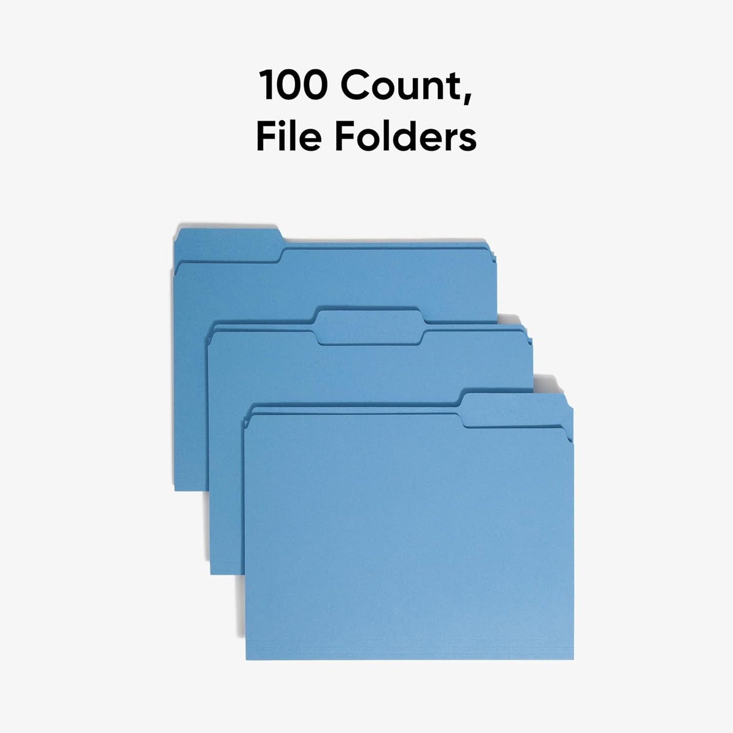 Smead Blue File Folders for Documents, with 1/3-Cut Tabs, Letter Size, Blue, 100 Pack for Easy Organization and Office Use (12043)