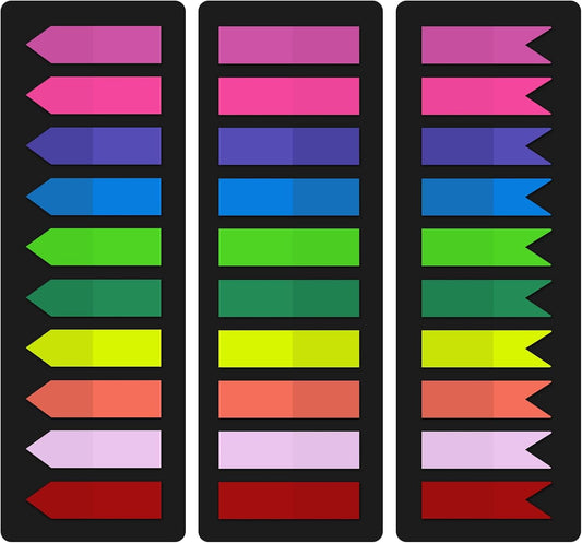 KICNIC 1500 Pieces Page Markers Sticky Index Tabs, Arrow Flag Tabs Self Adhesive, Colored Notes Tab Stickers for Notebook, Documents, Books [10 Colors, 3 Designs] Sticks Securely, Removes Cleanly