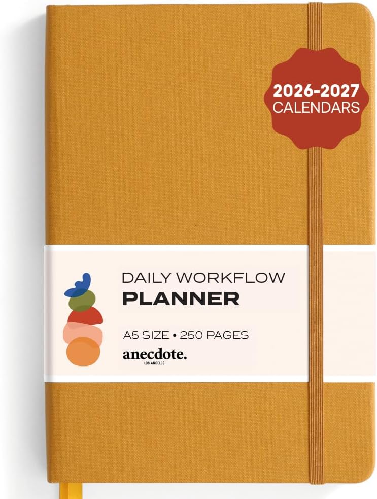 Anecdote Daily Planner w/ 2026-2027 Calendar | Start Anytime 26 Weeks Undated | 1 Page per Day | 8.5" x 5.2" | Hardcover To-Do List Organizer, Plan Your Success, Achieve Productivity Goals (Evergreen)